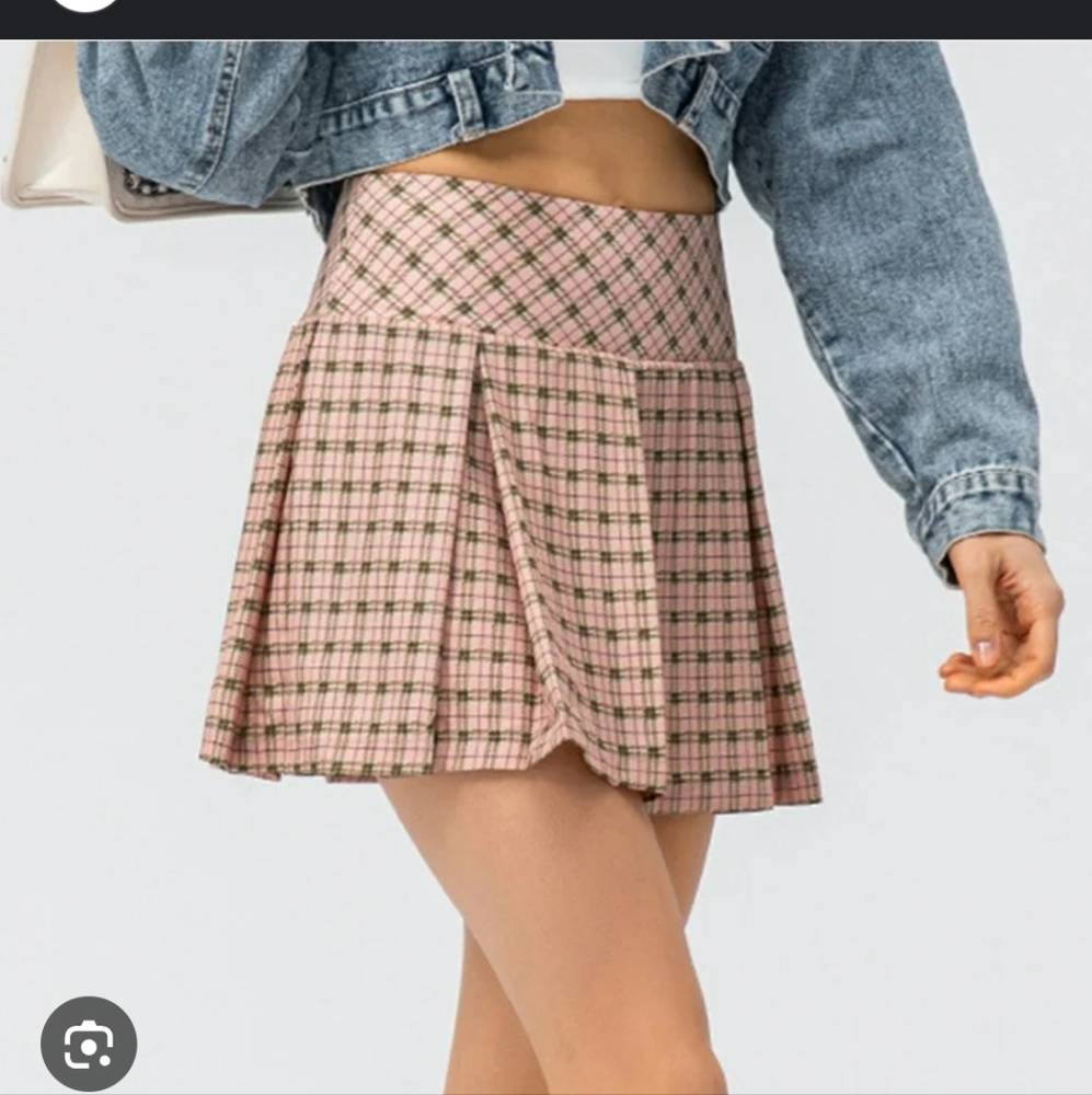 Pink Plaid Pleated Tennis Skirt for Women